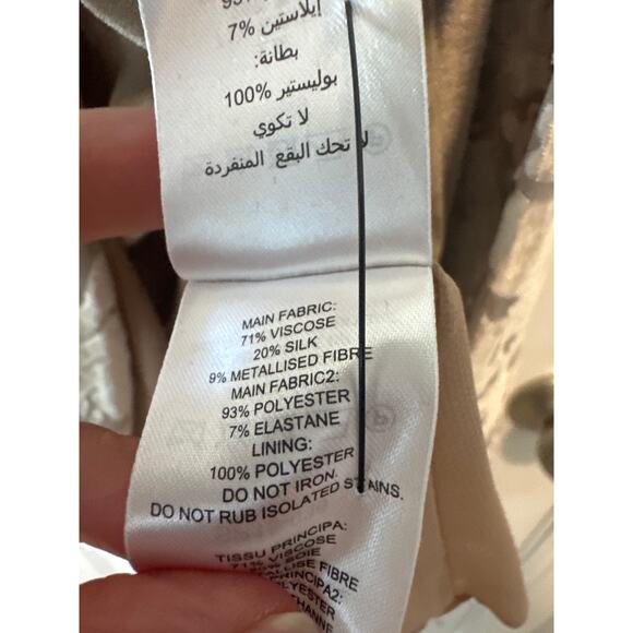 Self-Portrait NWT Champagne Velvet Devore Wrap Dress Size 2 Asymmetrical Hem - Picture 12 of 13